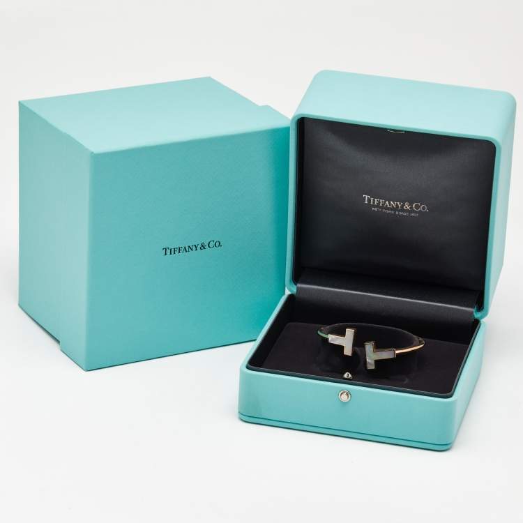 Pre Owned - Tiffany & Co. Tiffany T Mother of Pearl 18k Rose Gold Wide Bracelet