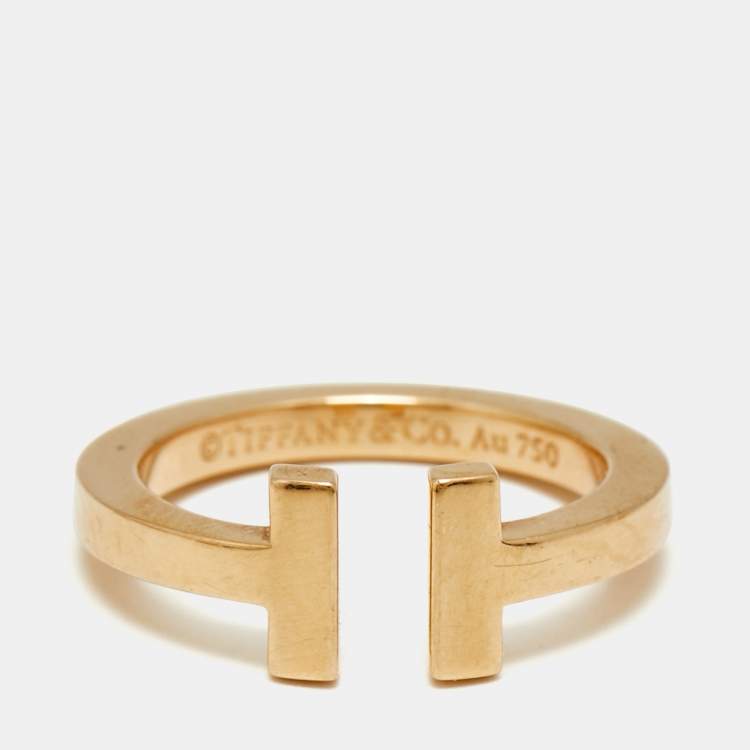Pre Owned Tiffany & Co. T Square 18k Rose Gold Ring Size 54