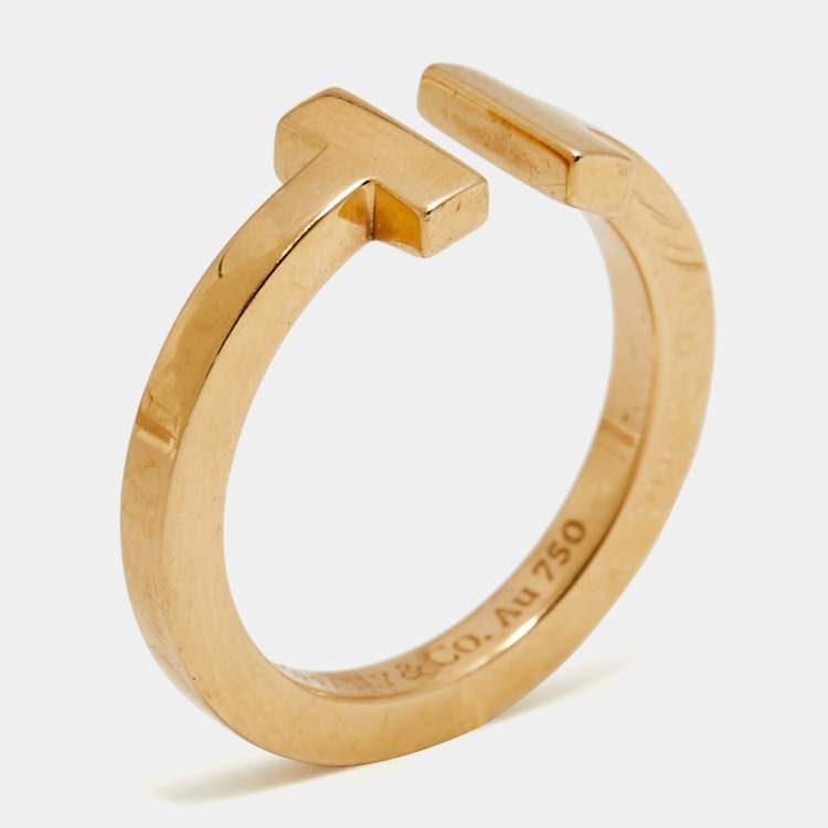 Pre Owned Tiffany & Co. T Square 18k Rose Gold Ring Size 54