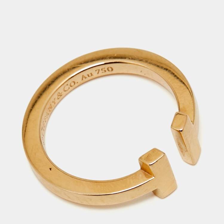 Pre Owned Tiffany & Co. T Square 18k Rose Gold Ring Size 54