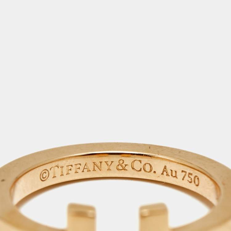 Pre Owned Tiffany & Co. T Square 18k Rose Gold Ring Size 54