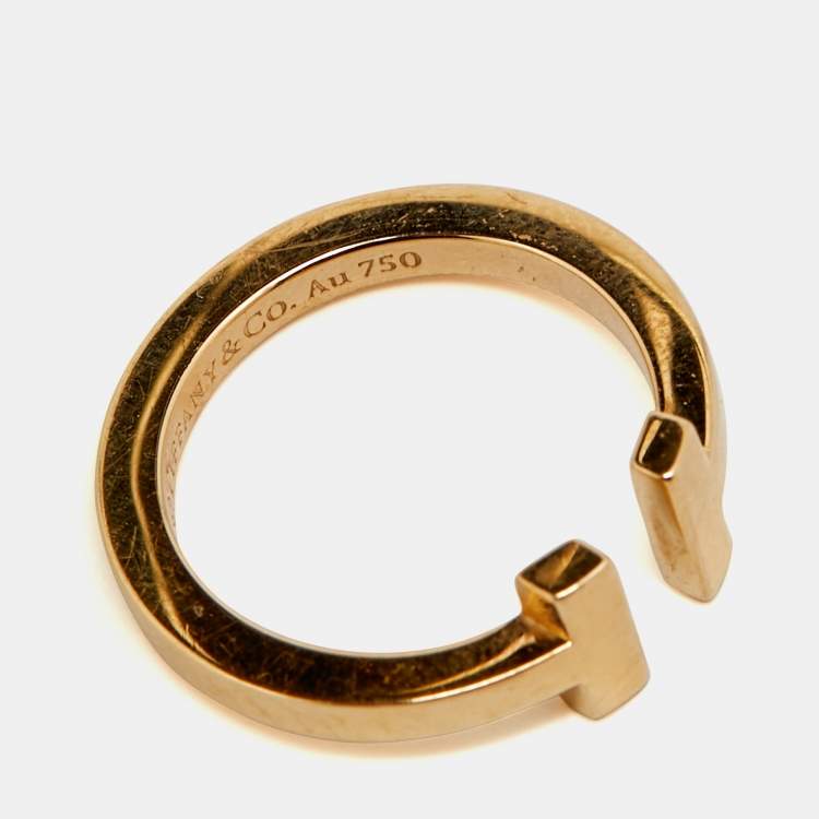 Pre Owned Tiffany & Co. T Square 18k Rose Gold Ring Size 54