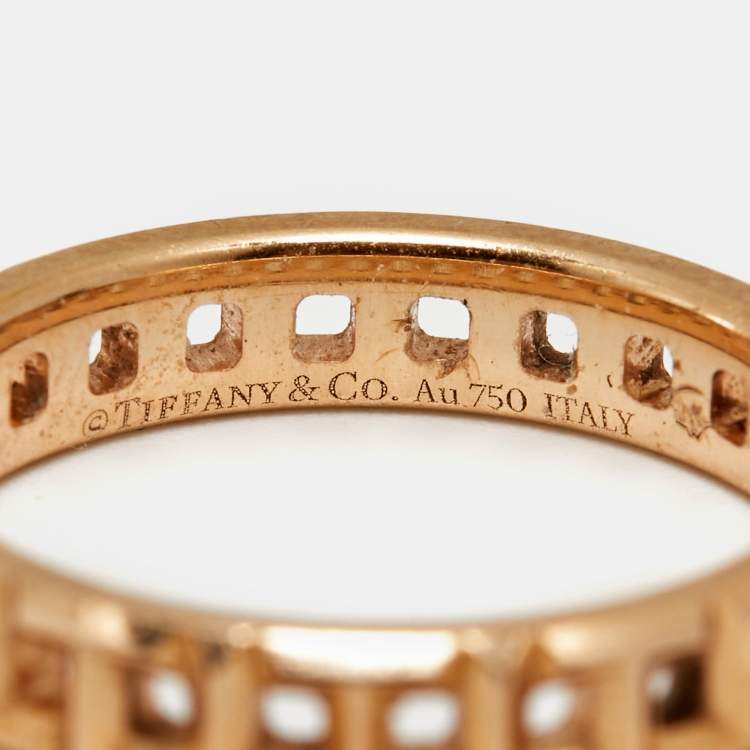 Pre Owned Tiffany & Co. 18k T True 18k Rose Gold Narrow Ring Size 49