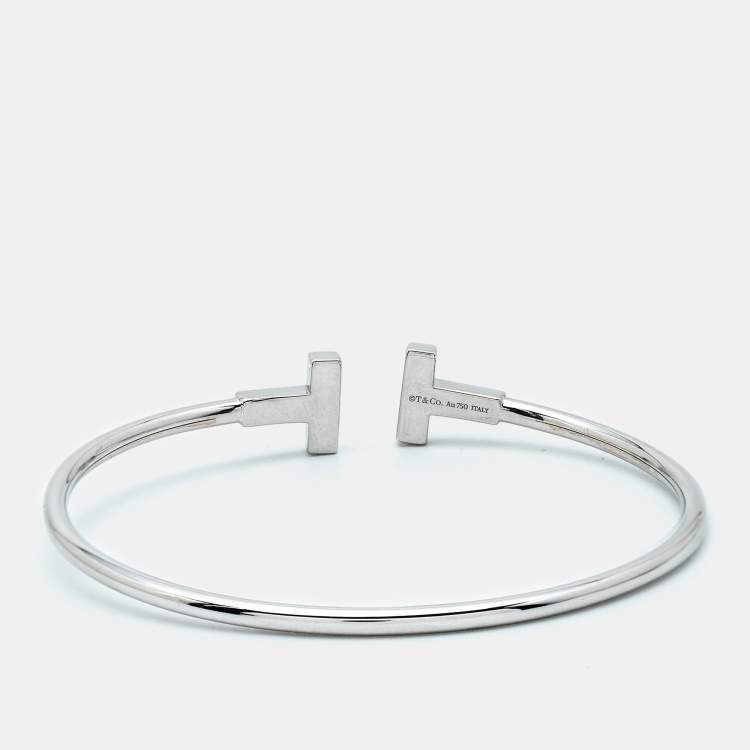 Pre Owned Tiffany & Co. Tiffany T Wire Diamonds 18k White Gold Bracelet
