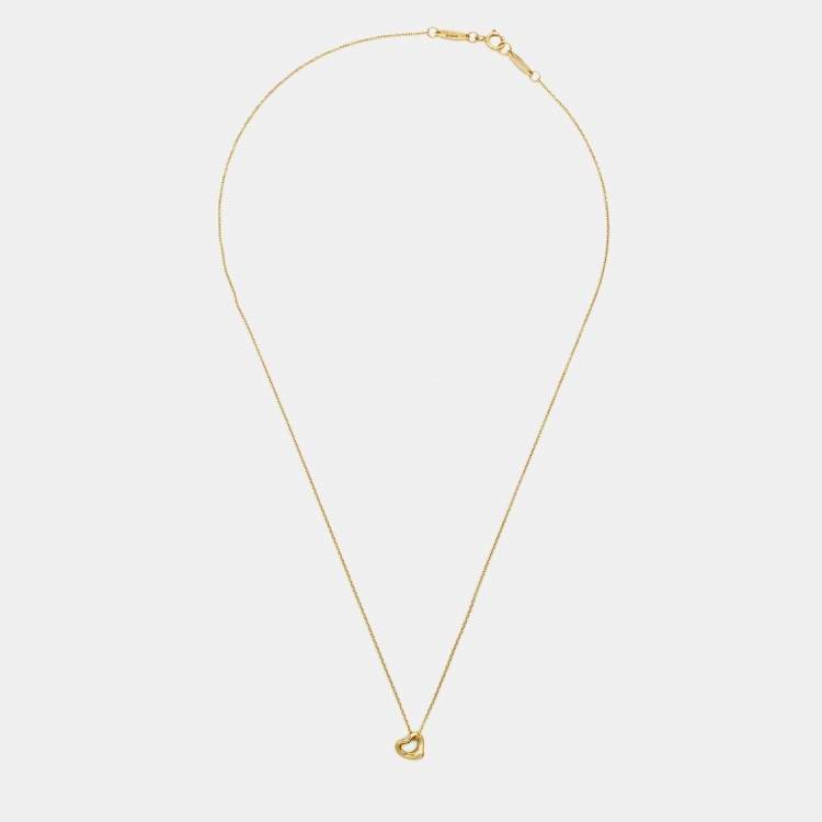 Pre Owned Tiffany & Co. Elsa Peretti Open Heart 18k Yellow Gold Necklace