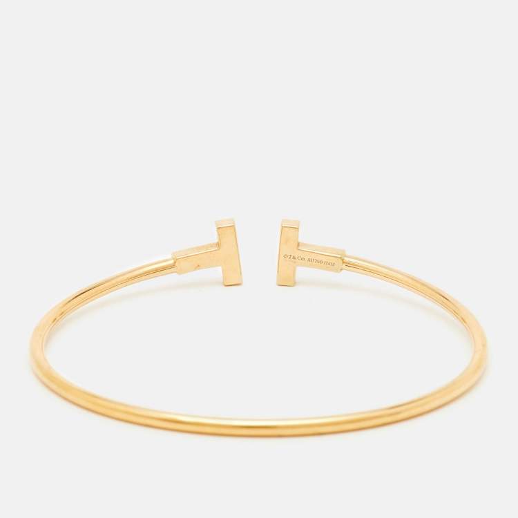 Pre Owned Tiffany & Co. T Wire Diamond 18k Rose Gold Bracelet 