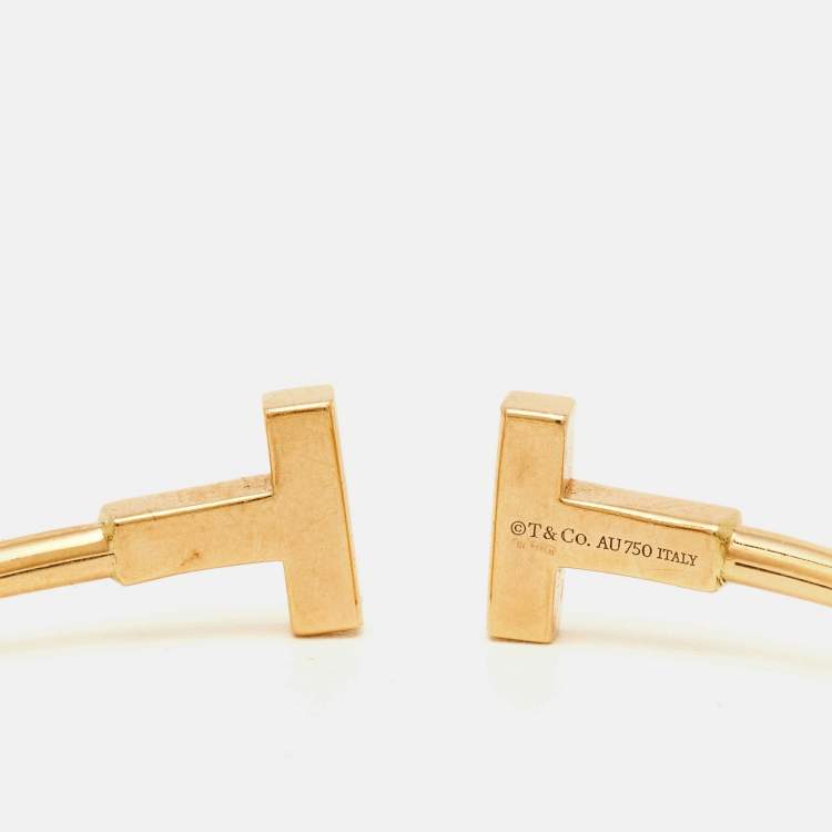 Pre Owned Tiffany & Co. T Wire Diamond 18k Rose Gold Bracelet 