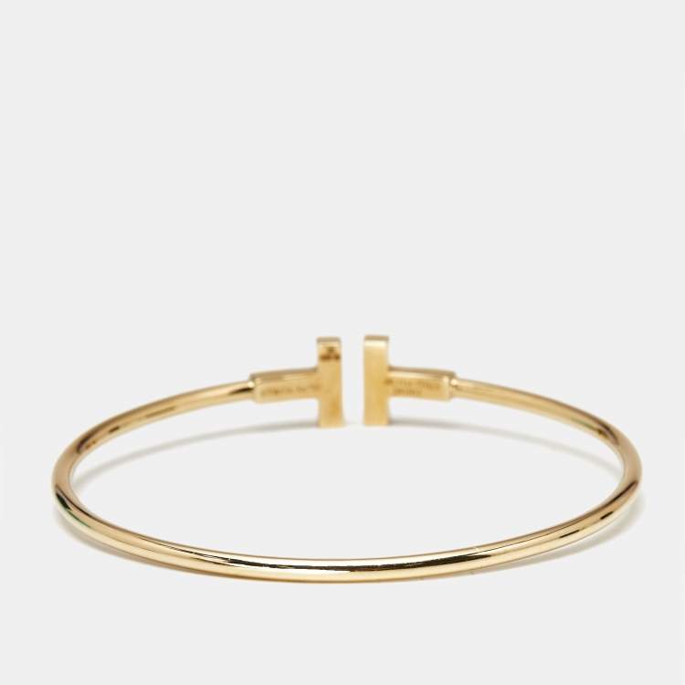 Pre Owned Tiffany & Co. Tiffany T Diamond Mother of Pearl 18k Yellow Gold Bracelet