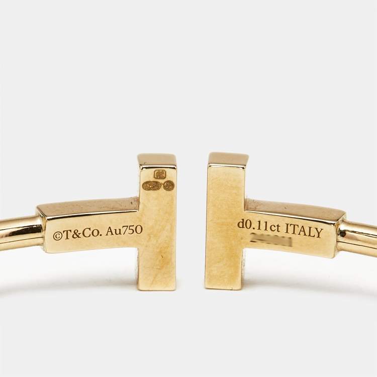 Pre Owned Tiffany & Co. Tiffany T Diamond Mother of Pearl 18k Yellow Gold Bracelet