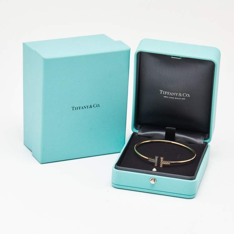 Pre Owned Tiffany & Co. Tiffany T Diamond Mother of Pearl 18k Yellow Gold Bracelet