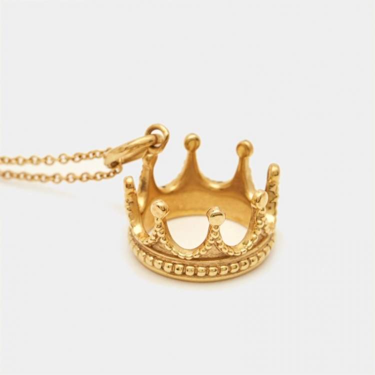 Pre Owned Tiffany & Co. Crown 18k Yellow Gold Necklace