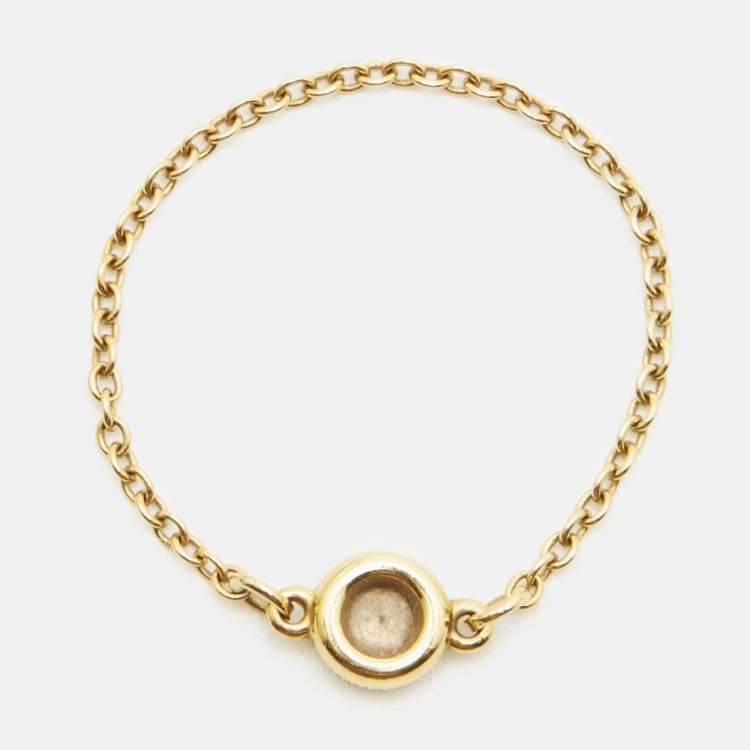 Pre Owned Tiffany & Co. Elsa Peretti Diamonds by the Yard 18k Yellow Gold Ring Size 54