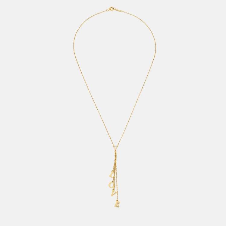 Pre Owned Tiffany & Co. L.O.V.E. Letters Diamond 18k Yellow Gold Necklace
