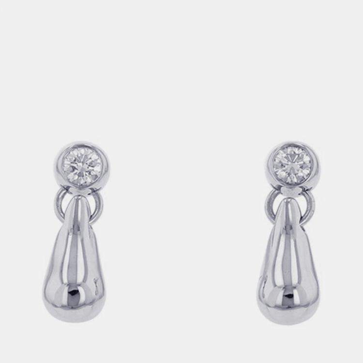 Pre Owned Tiffany & Co. Teardrop Elsa Peretti Platinum Diamond Earrings