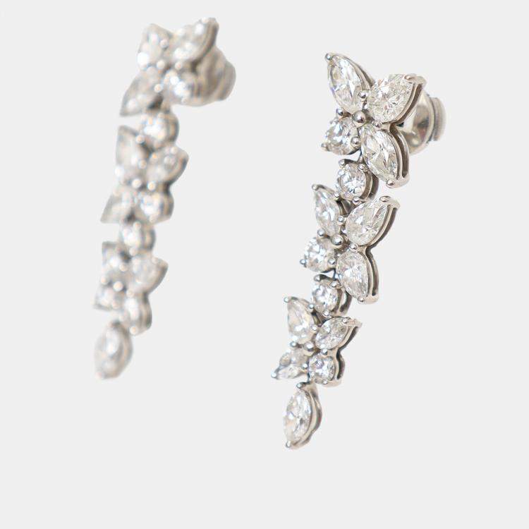 Pre Owned Tiffany & Co. Platinum Diamond Victoria Mixed Cluster Drop Earrings