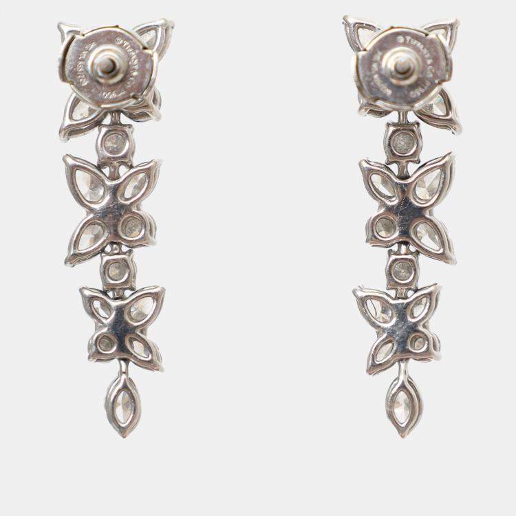 Pre Owned Tiffany & Co. Platinum Diamond Victoria Mixed Cluster Drop Earrings