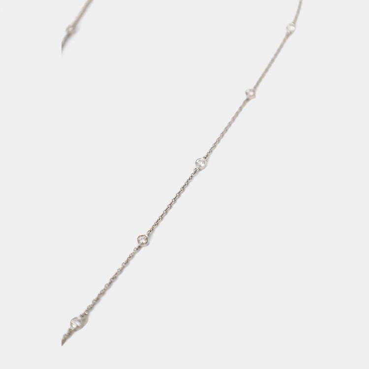 Pre Owned Tiffany & Co. Platinum Diamond Emerald Victoria Key Pendant on Diamond Station Chain