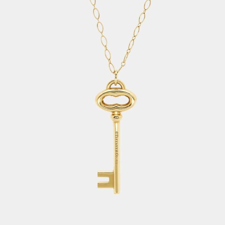 Pre Owned Tiffany & Co. Oval Key 18k Yellow Gold Necklace