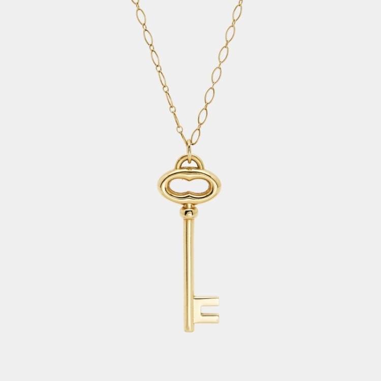 Pre Owned Tiffany & Co. Oval Key 18k Yellow Gold Necklace