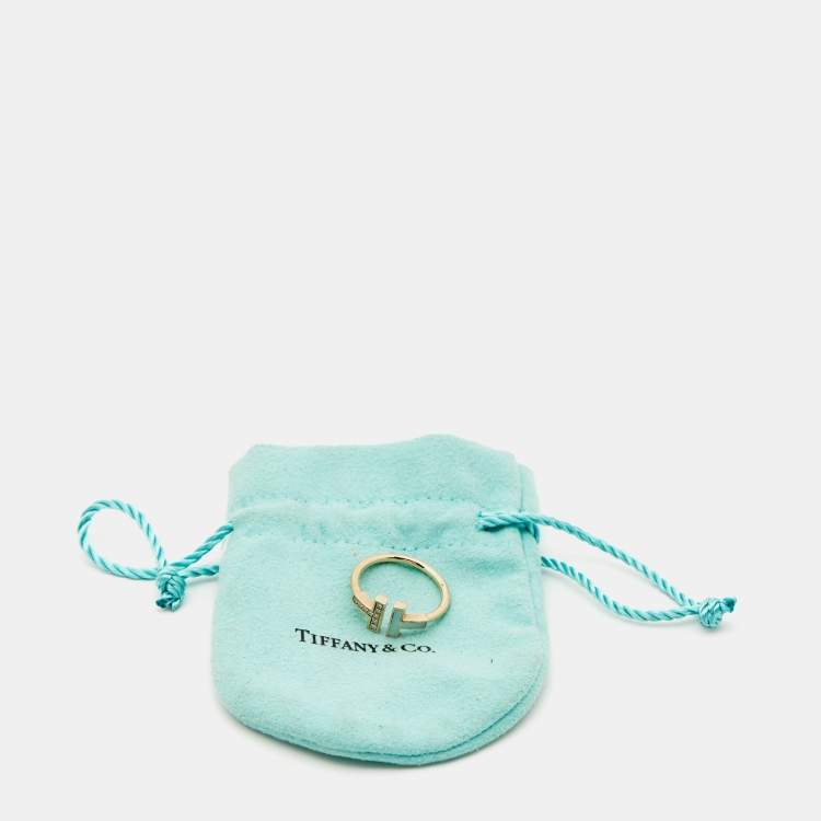 Pre Owned Tiffany & Co. Tiffany T Mother of Pearl Diamond 18k Rose Gold Ring Size 56