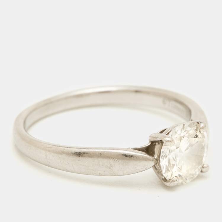 Pre Owned Tiffany & Co. 1 ct Solitaire Diamond Platinum 4 Prong Ring Size 52