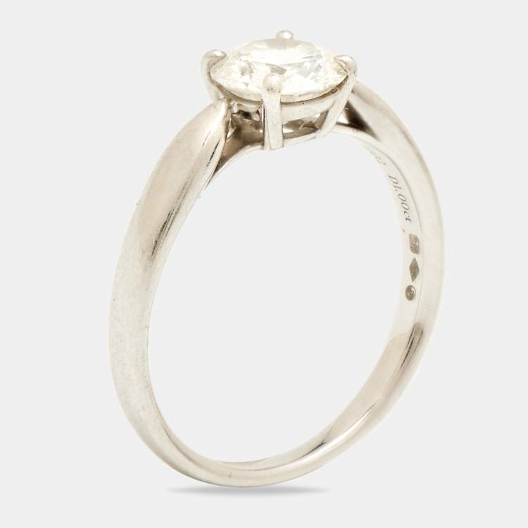 Pre Owned Tiffany & Co. 1 ct Solitaire Diamond Platinum 4 Prong Ring Size 52