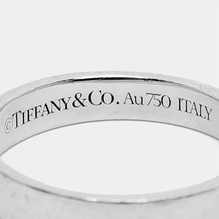 Pre Owned Tiffany & Co. 18k White Gold T True Ring Size 51