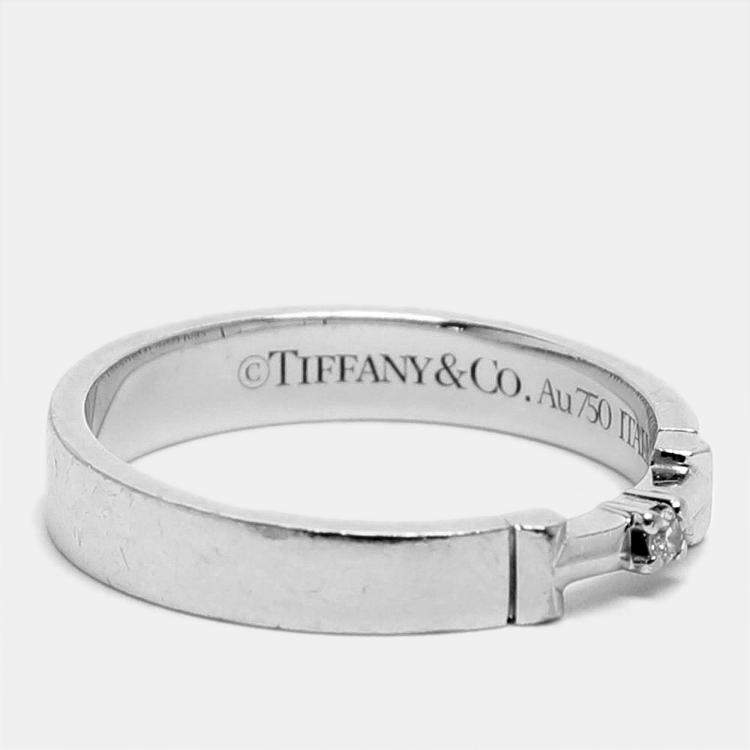 Pre Owned Tiffany & Co. 18k White Gold T True Ring Size 51