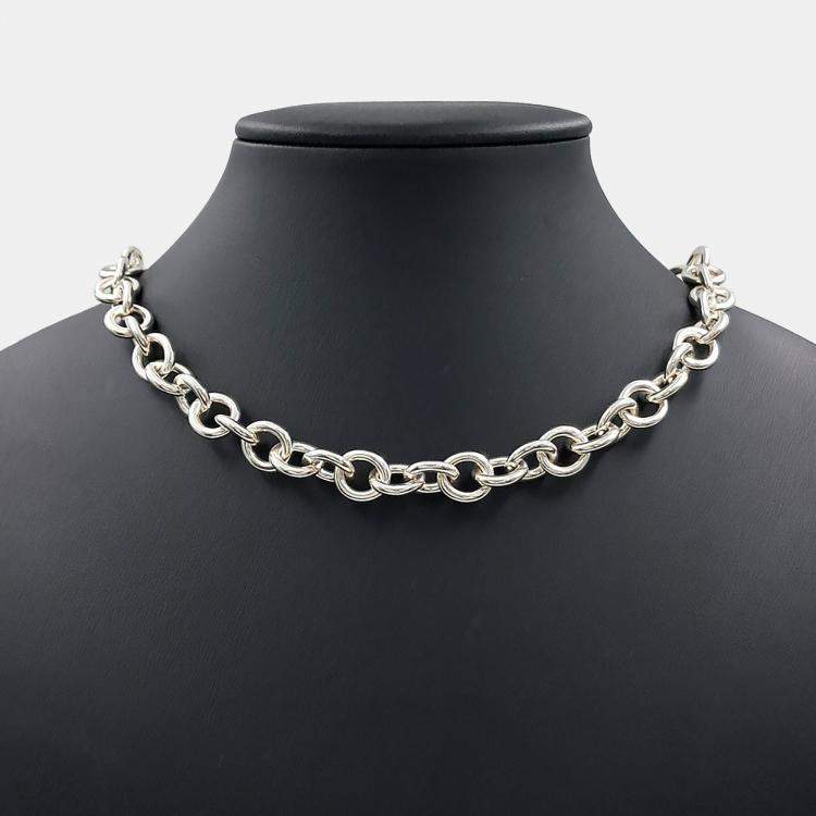 Pre Owned Tiffany & Co. Silver Diamond 1p Return-to Heart Tag Necklace