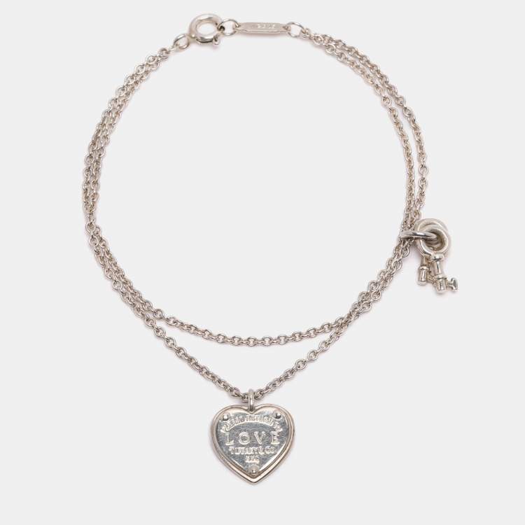 Pre Owned Tiffany & Co. Return To Tiffany Love Heart Tag Key Sterling Silver Bracelet