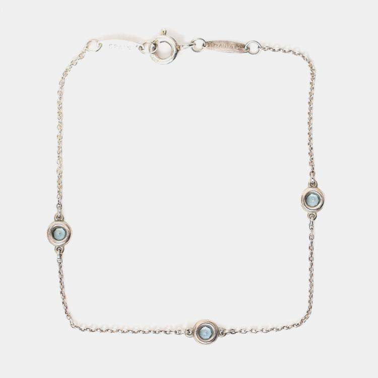 مملوكة مسبقًا Tiffany & Co. Elsa Peretti Diamonds by the Yard Sterling Silver Aquamarine Bracelet