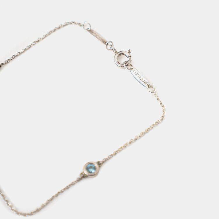 مملوكة مسبقًا Tiffany & Co. Elsa Peretti Diamonds by the Yard Sterling Silver Aquamarine Bracelet