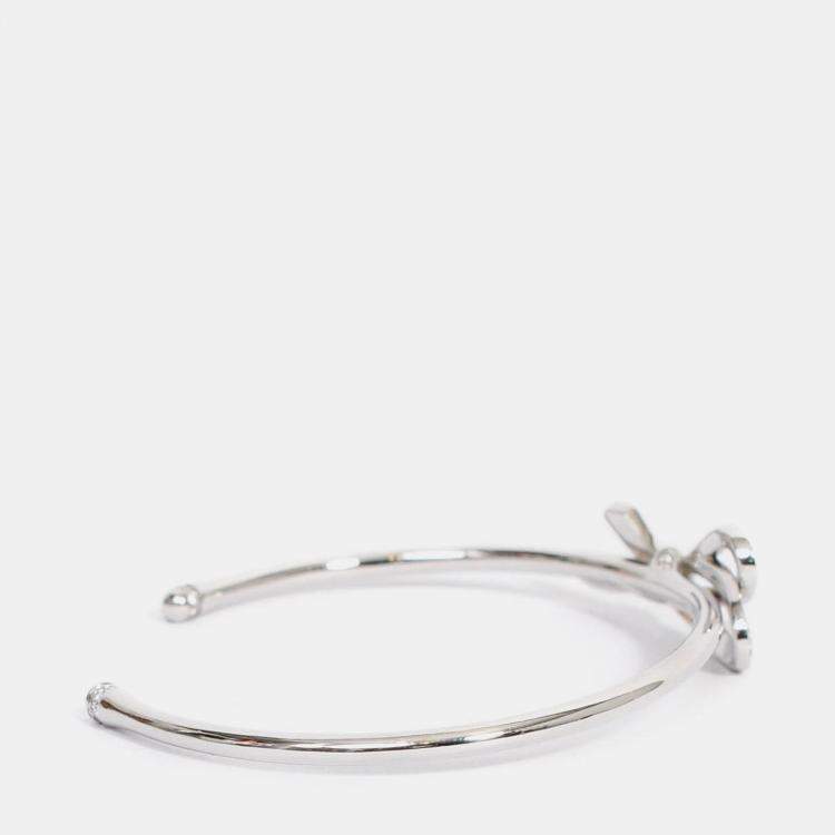 Pre Owned Tiffany & Co. Bow 18K White Gold and Diamond Cuff Bracelet