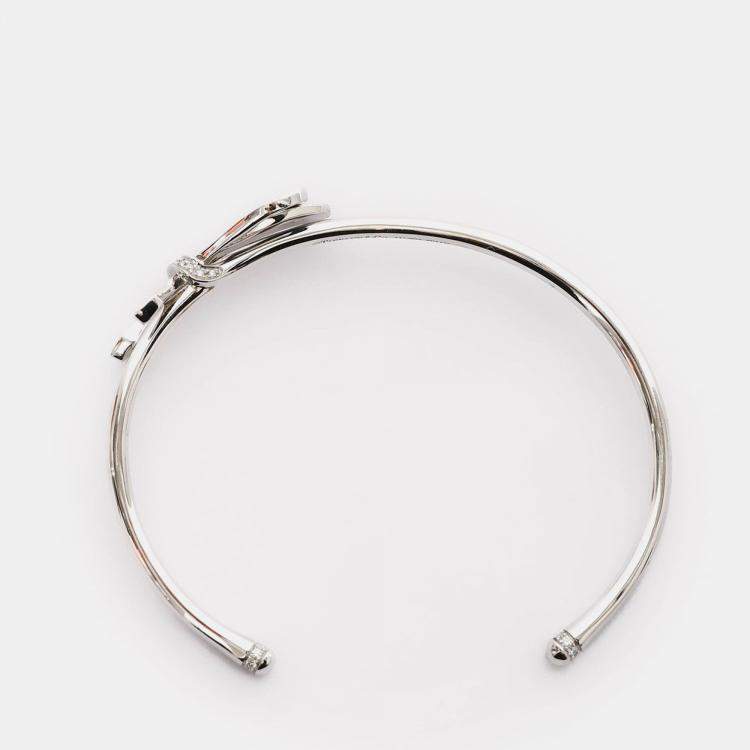 Pre Owned Tiffany & Co. Bow 18K White Gold and Diamond Cuff Bracelet