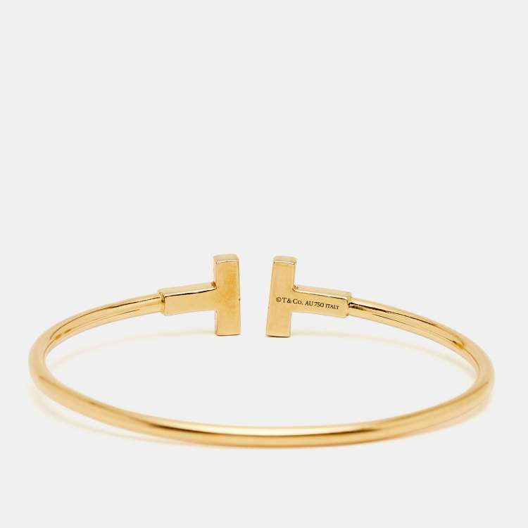 Pre Owned Tiffany & Co. T Wire Diamond 18K Yellow Gold Bracelet