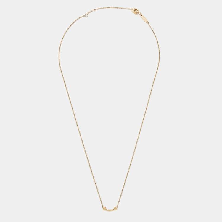 Pre Owned Tiffany & Co. T Smile Diamonds 18k Rose Gold Mini Model Necklace
