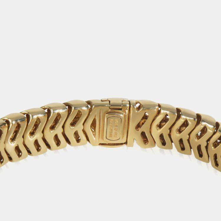 Pre Owned Tiffany & Co. Vannerie 18K Yellow Gold and Diamond Bracelet