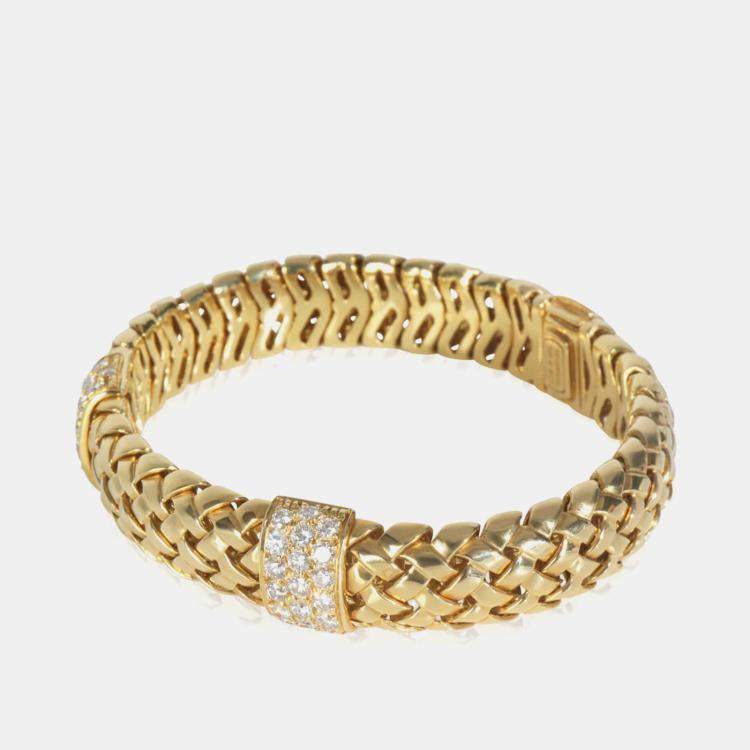 Pre Owned Tiffany & Co. Vannerie 18K Yellow Gold and Diamond Bracelet