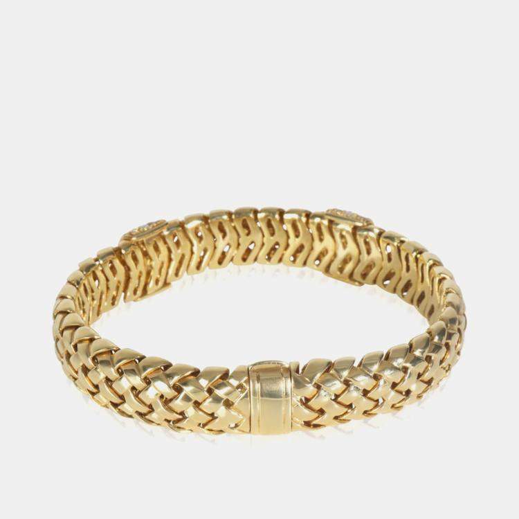 Pre Owned Tiffany & Co. Vannerie 18K Yellow Gold and Diamond Bracelet