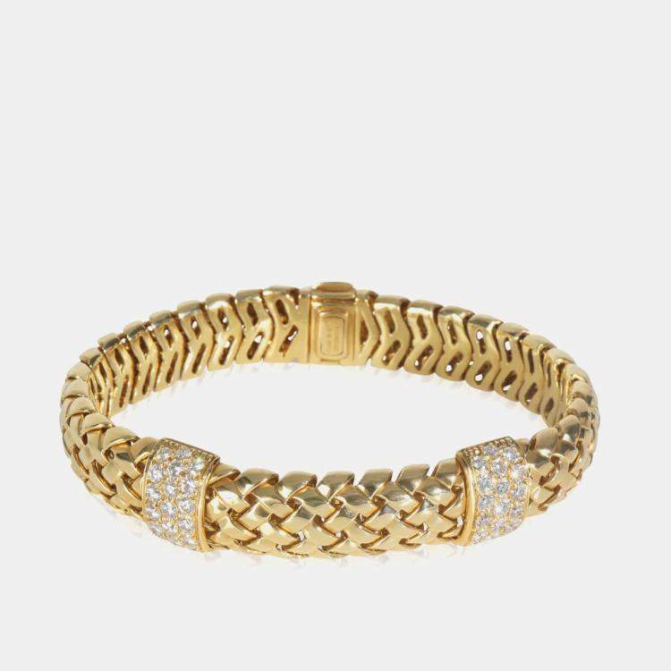 Pre Owned Tiffany & Co. Vannerie 18K Yellow Gold and Diamond Bracelet