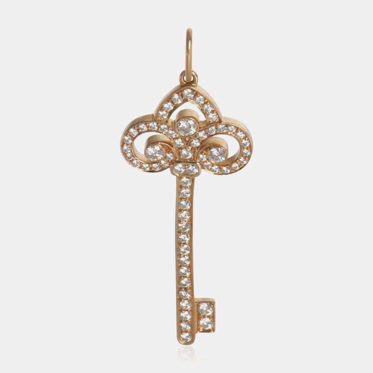 Pre Owned Tiffany & Co. Fleur De Lis 18K Rose Gold and Diamond Pendant
