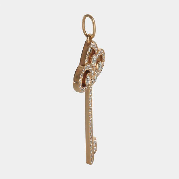 Pre Owned Tiffany & Co. Fleur De Lis 18K Rose Gold and Diamond Pendant