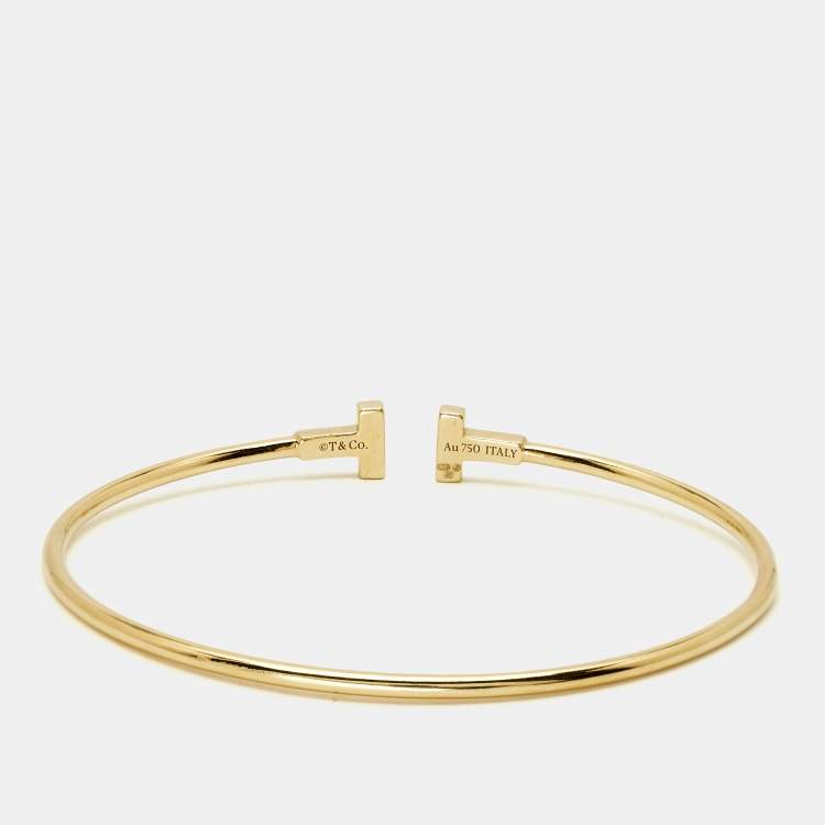 Pre Owned Tiffany & Co. Tiffany T 18k Yellow Gold Narrow Wire Bracelet