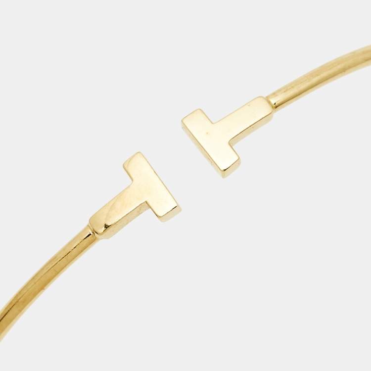 Pre Owned Tiffany & Co. Tiffany T 18k Yellow Gold Narrow Wire Bracelet