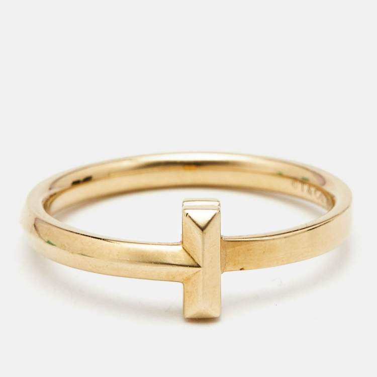Pre Owned Tiffany & Co. Tiffany T 18K Yellow Gold T1 Ring Size 59
