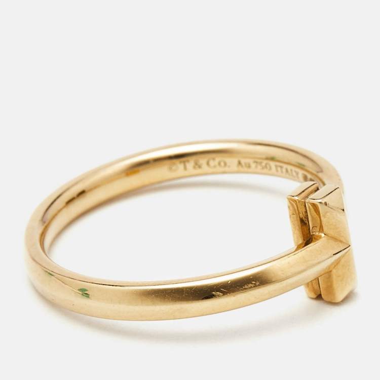 Pre Owned Tiffany & Co. Tiffany T 18K Yellow Gold T1 Ring Size 59