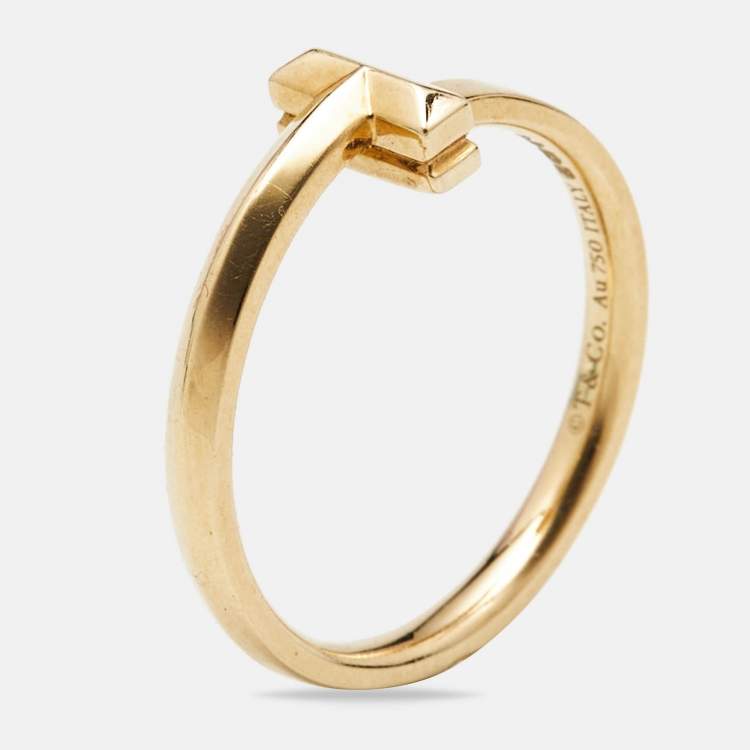 Pre Owned Tiffany & Co. Tiffany T 18K Yellow Gold T1 Ring Size 59