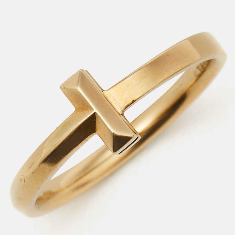 Pre Owned Tiffany & Co. Tiffany T 18K Yellow Gold T1 Ring Size 59