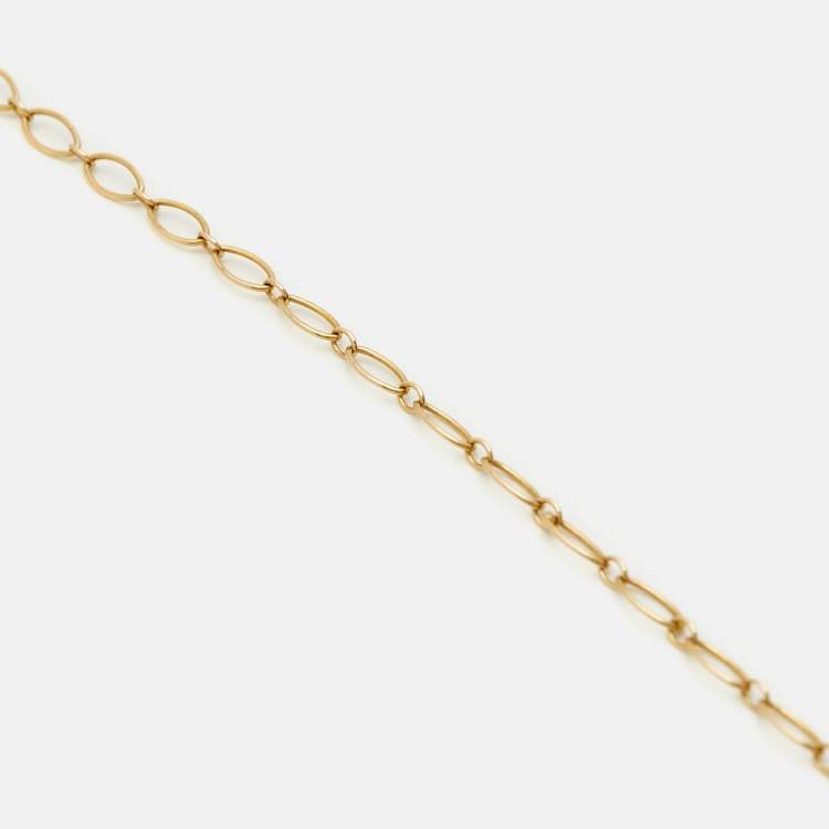 Pre Owned Tiffany & Co. Vintage Oval Key Diamond 18K Yellow Gold Mini Pendant Necklace