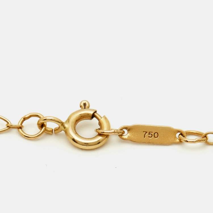 Pre Owned Tiffany & Co. Vintage Oval Key Diamond 18K Yellow Gold Mini Pendant Necklace